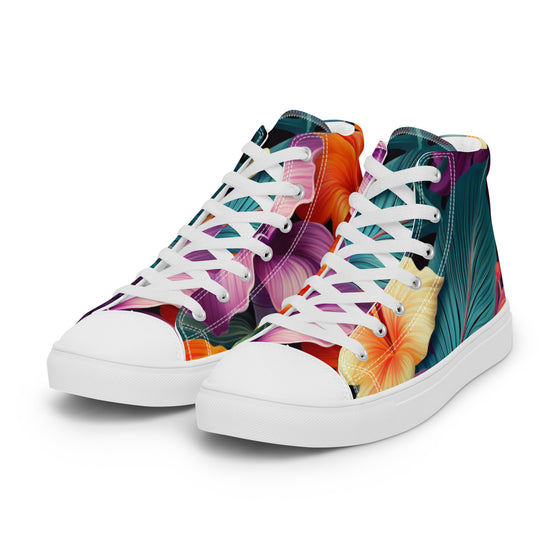 Flowers are Life Men’s high top canvas shoes