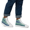 Blue Green Argyle men’s high top canvas shoes