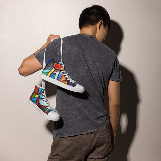 Abstract Heroes Men’s high top canvas shoes