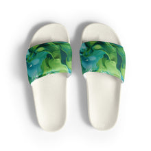  Blue Green Paint Swirl Men’s slides