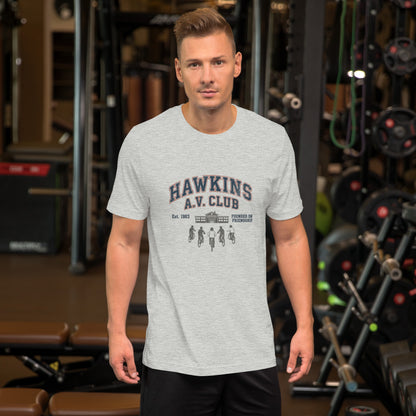 Hawkins AV Club T-Shirt - Stranger Things themed 80s style tee.