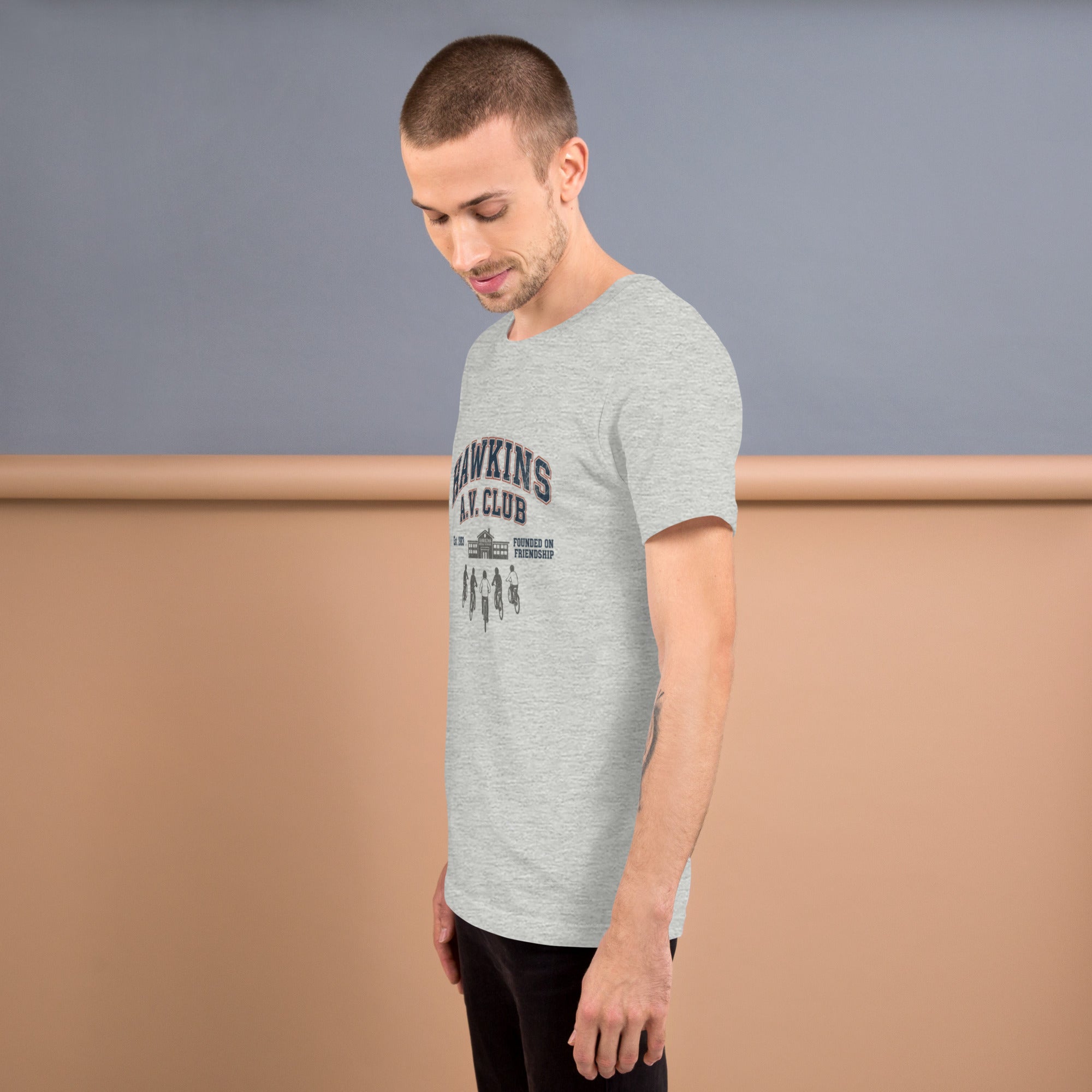 Hawkins AV Club T-Shirt - Stranger Things themed 80s style tee.