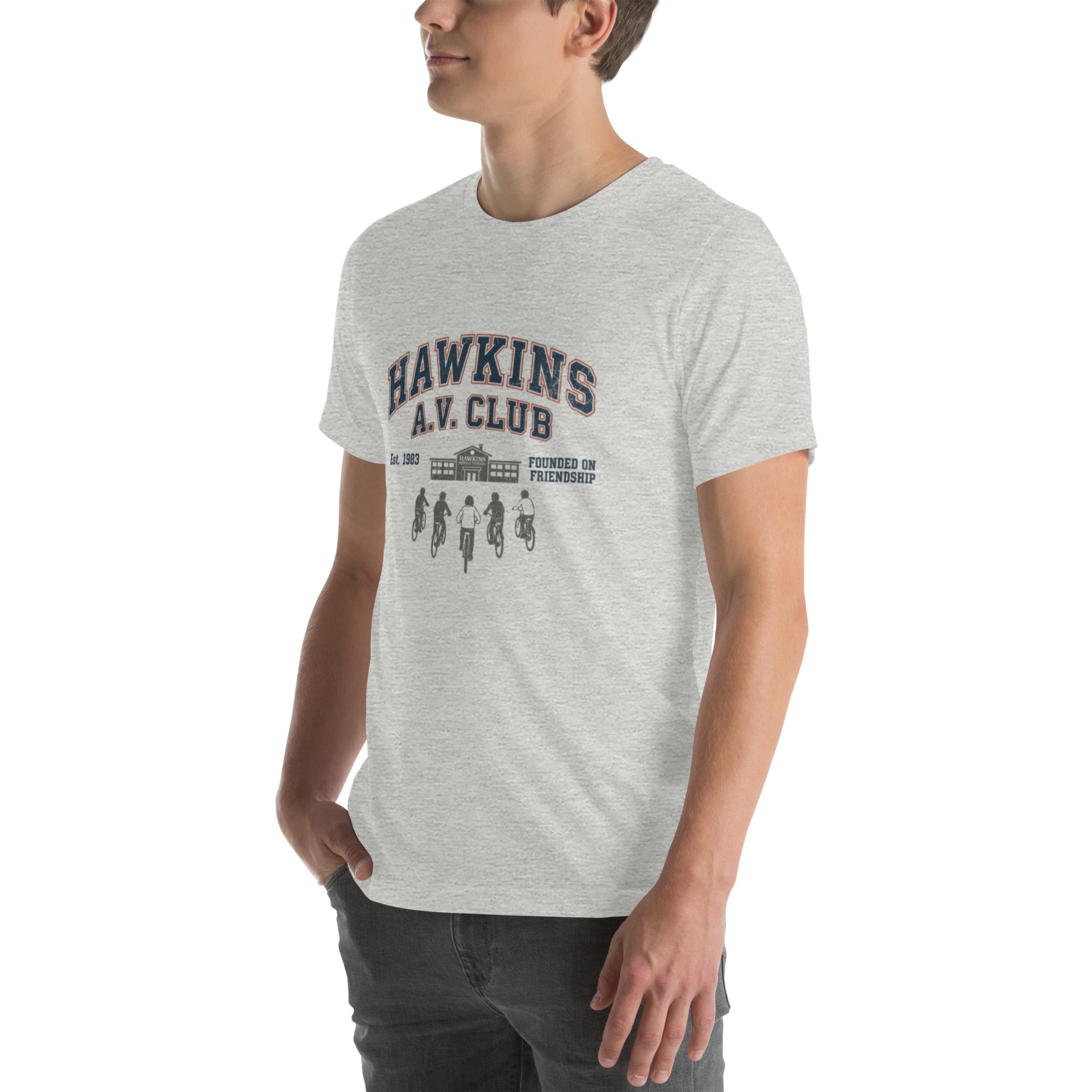 Hawkins AV Club T-Shirt - Stranger Things themed 80s style tee.